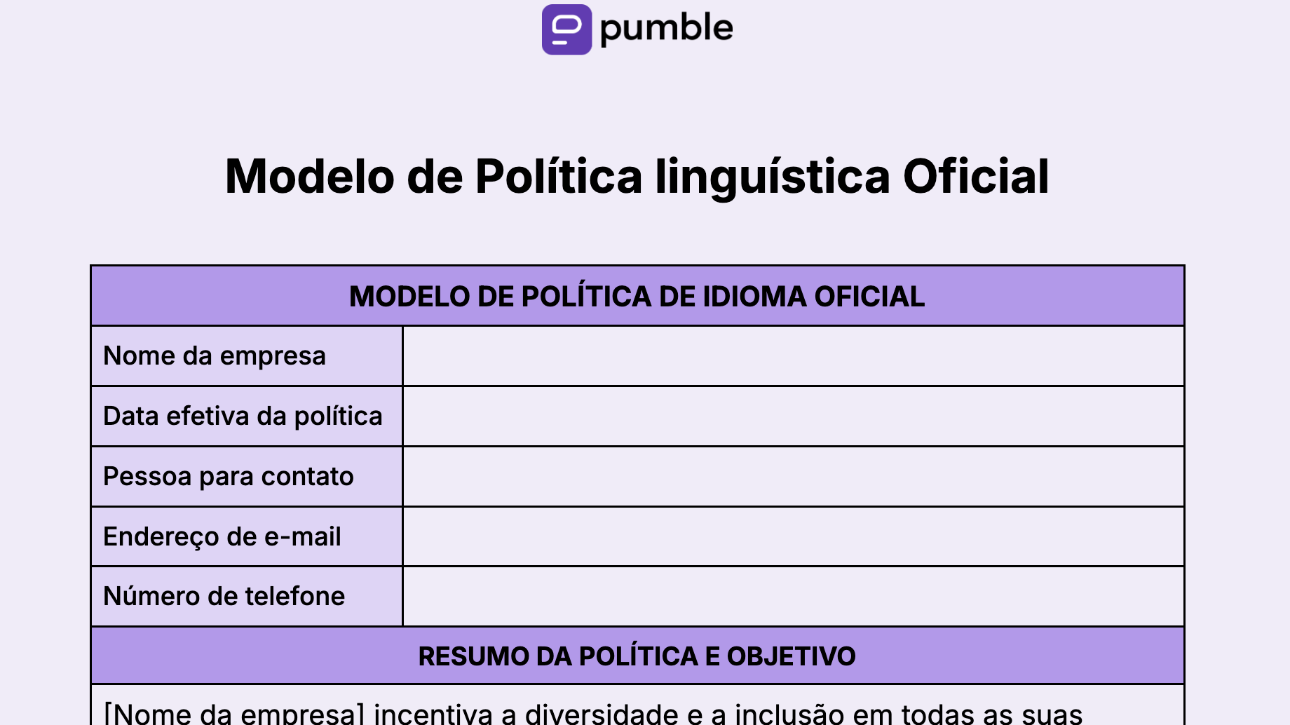 11. Official Language Policy Template