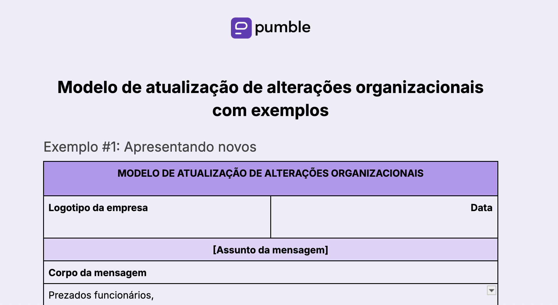 6. Organizational Change Update Template with Examples