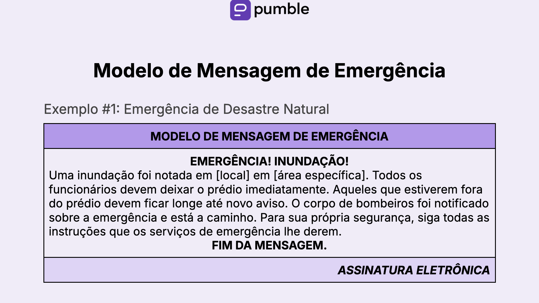 13. Emergency Message Template