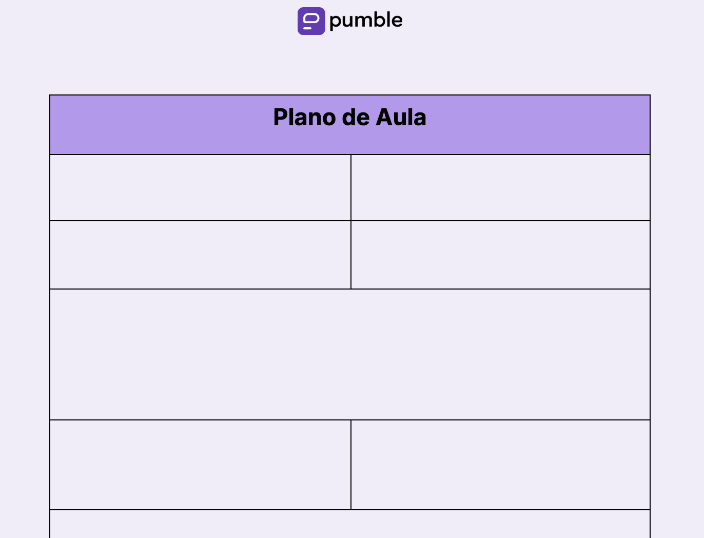 Plano de aula em branco