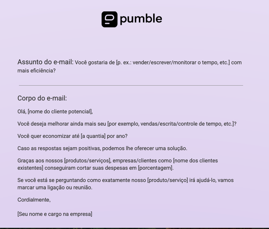 An example of an Inquiry-based email template