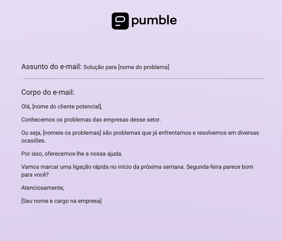 An example of a Problem-solving sales email template