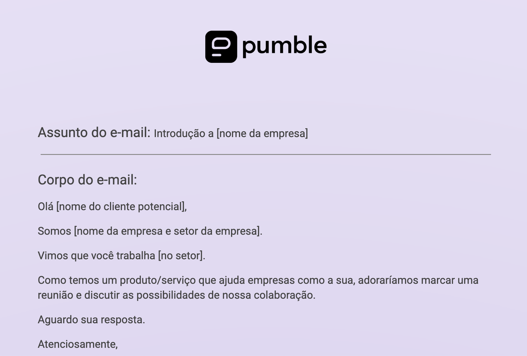 An example of an Introductory sales email template