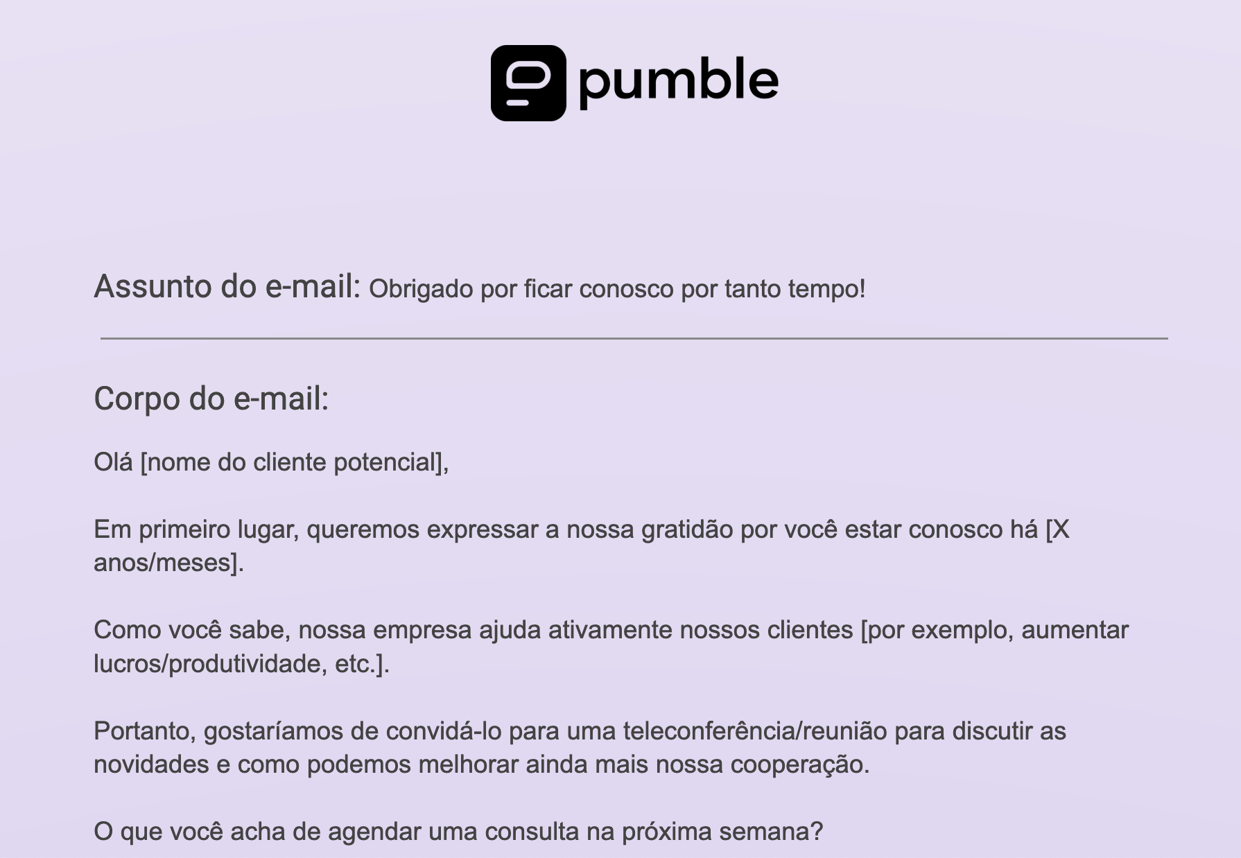 An example of a Sales email based on re-engaging with an existing customer template