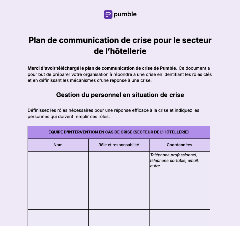 Communication de crise pour le secteur de l'hôtellerie