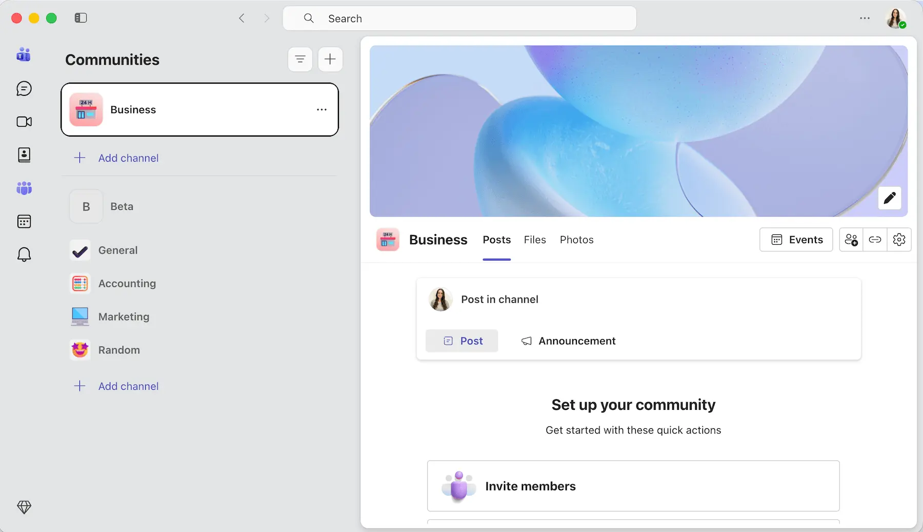 Interface Microsoft Teams