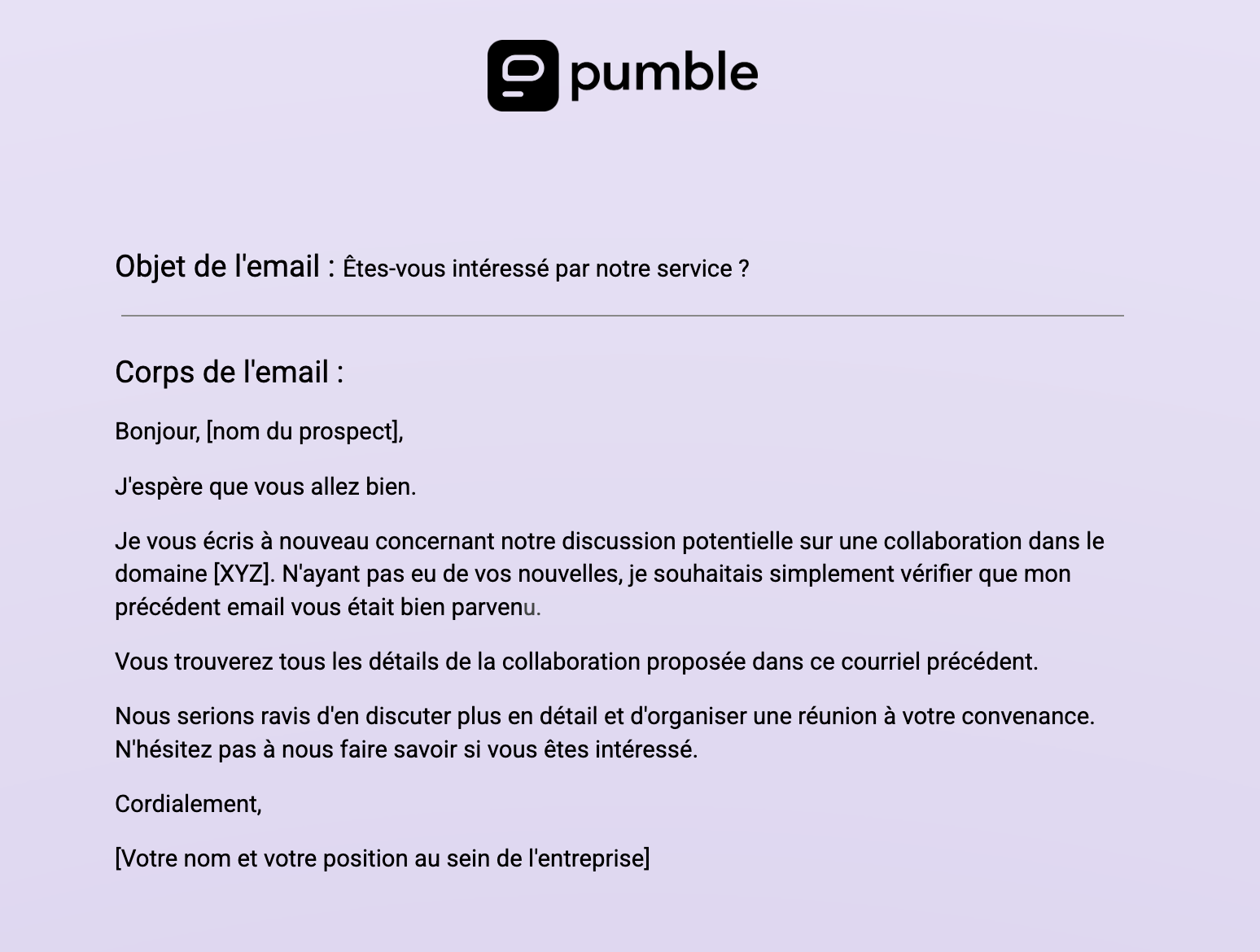 Modèle d'email de relance après une silence (sans réponse)