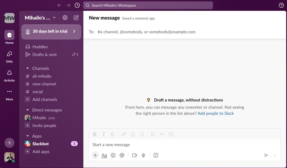 Slack interface