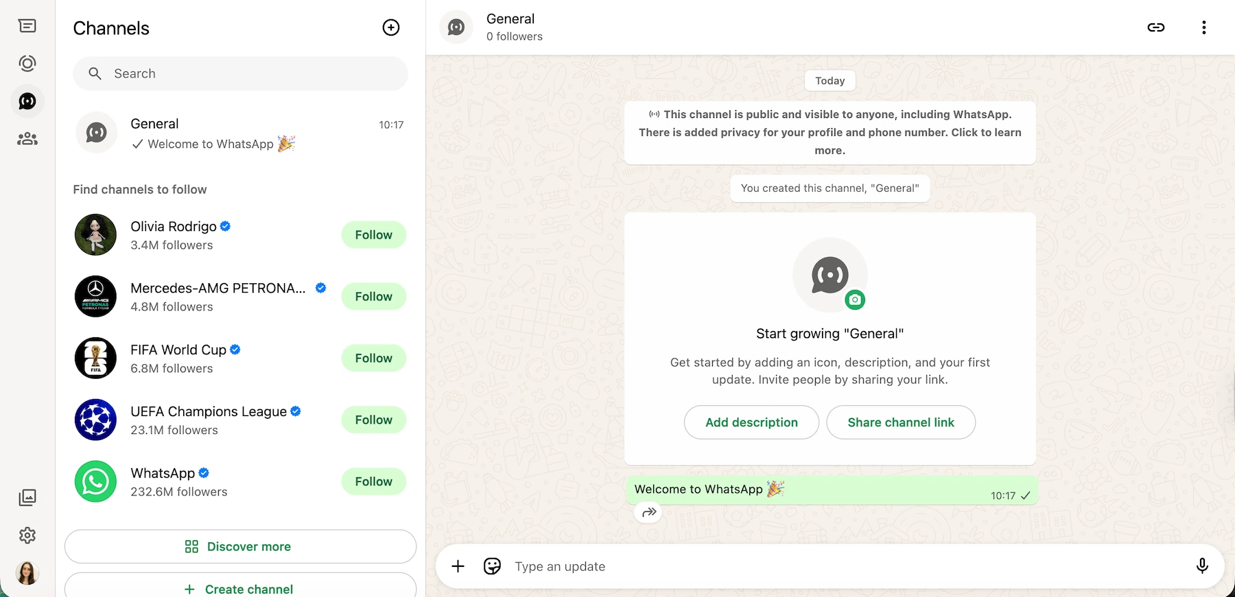 WhatsApp interface