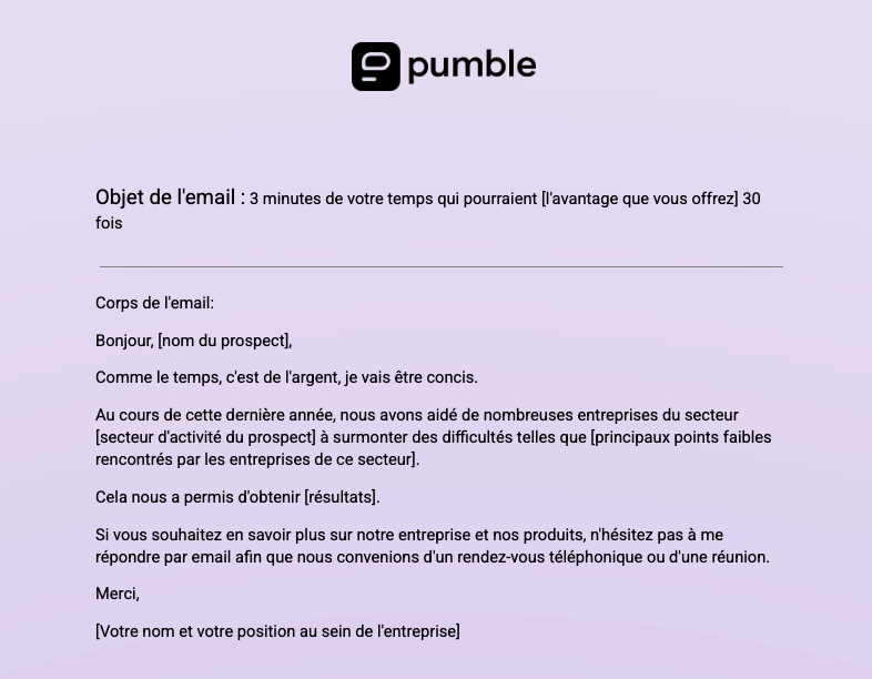 Modèle d'email commercial pour attirer l'attention