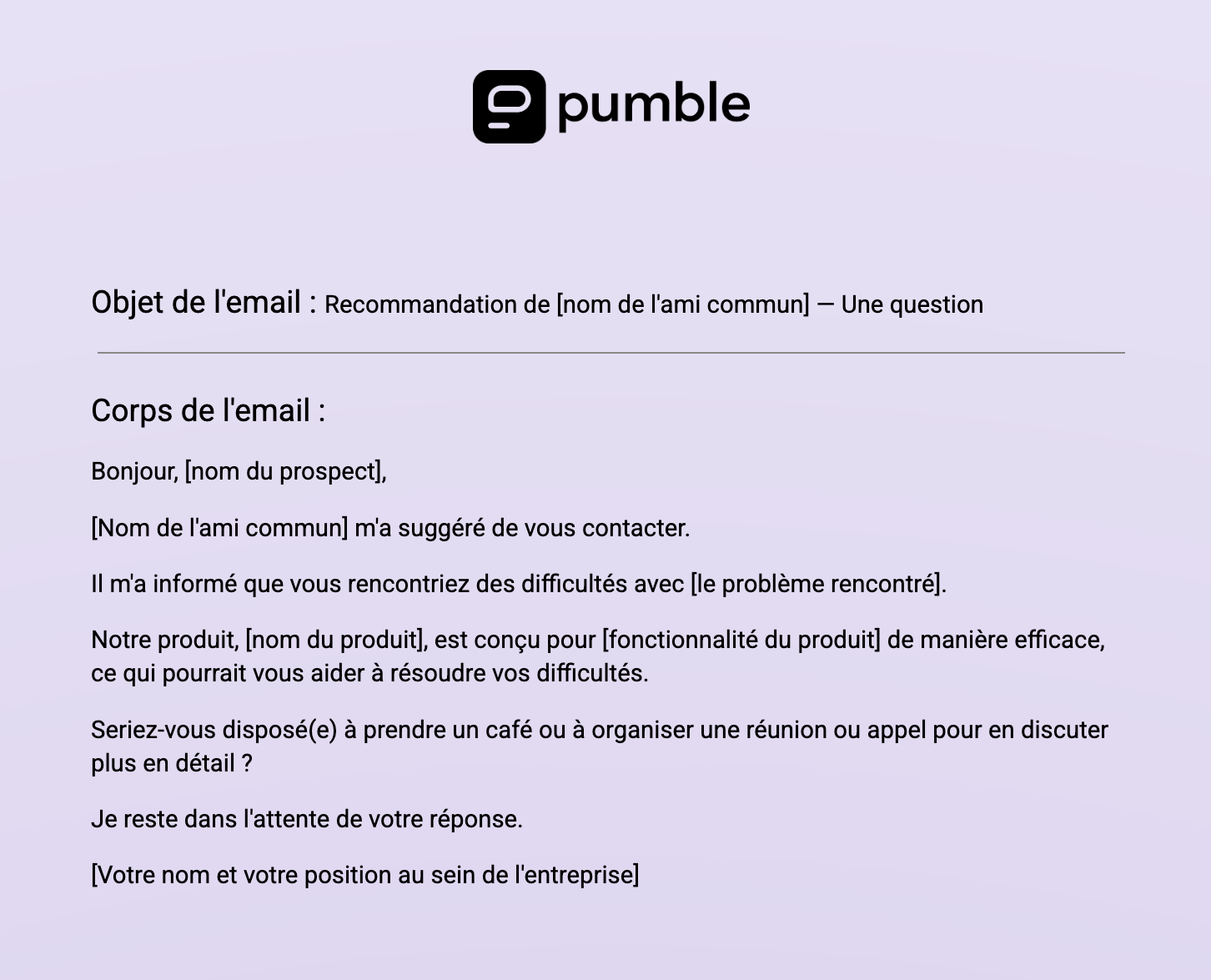 Modèle d'email commercial base sur un contact mutuel