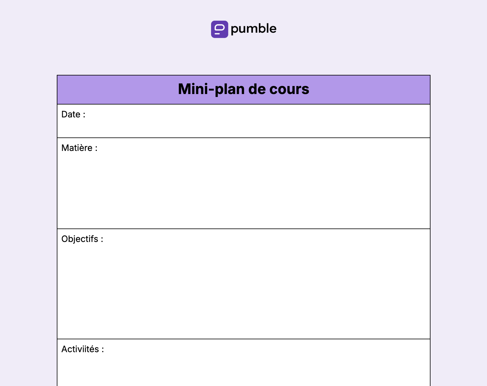Mini-plan de cours