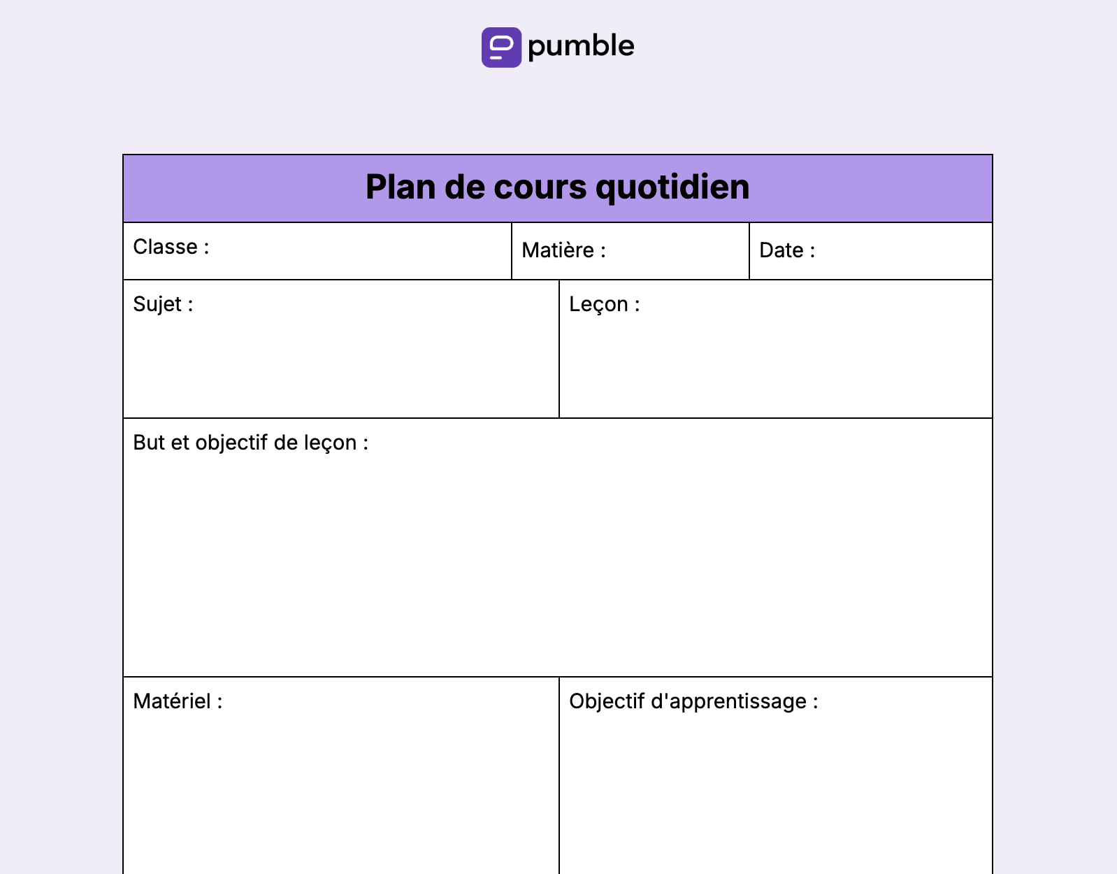 Plan de cours quotidien