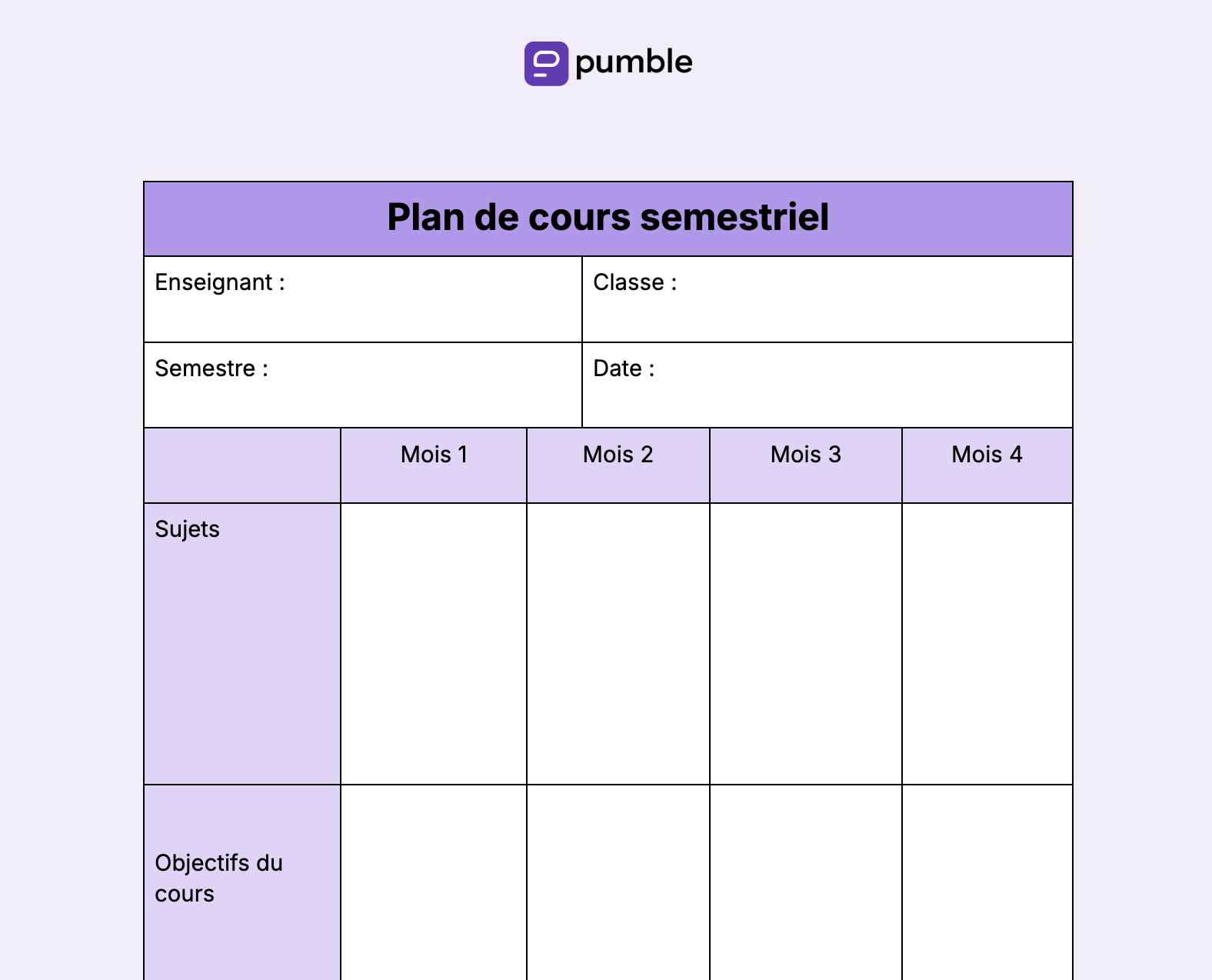 Plan de cours semestriel