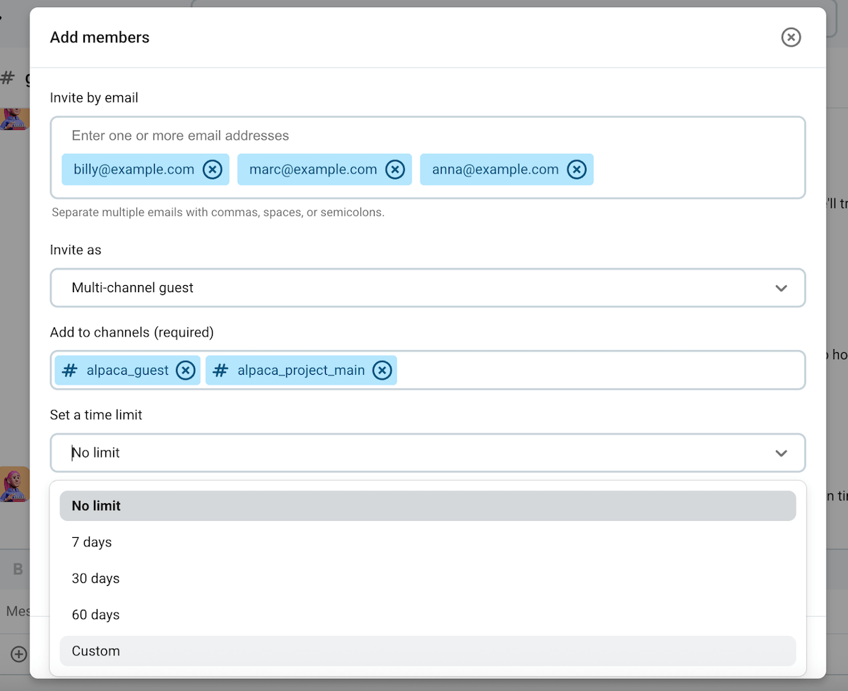 Adding members as guests on Pumble, the business communication app