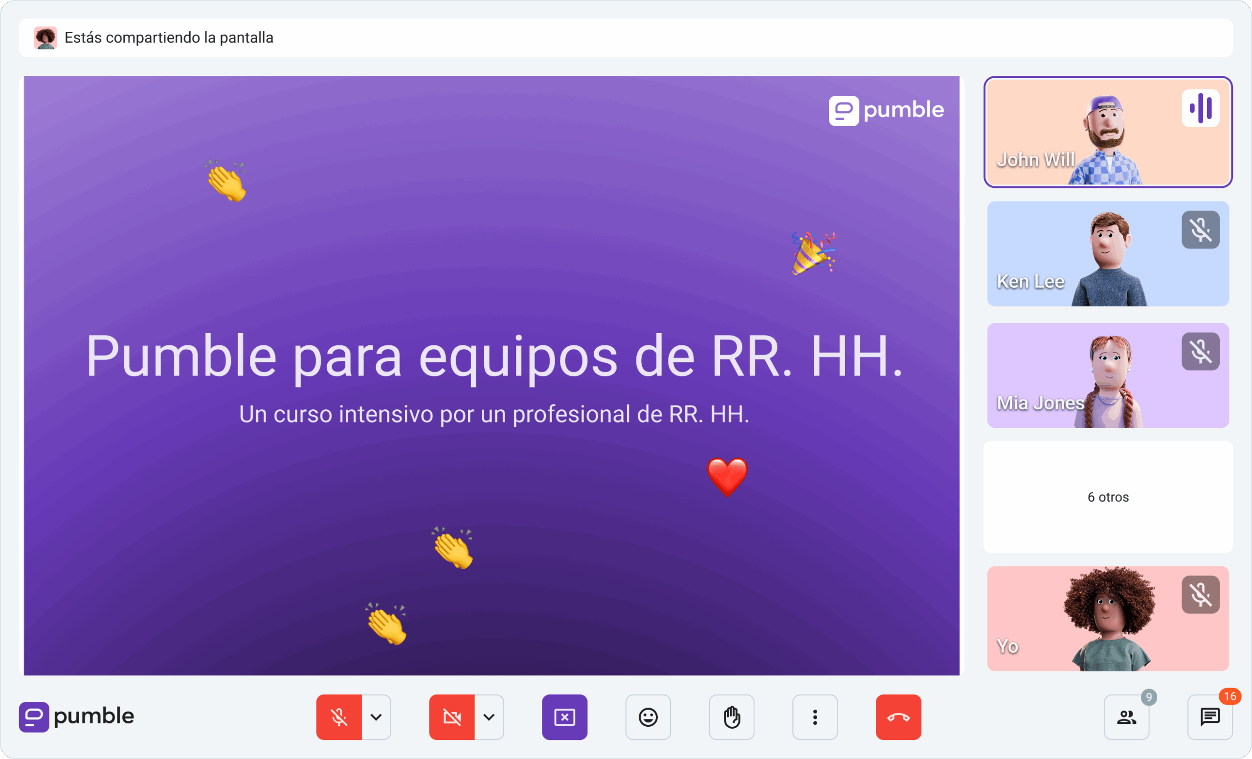 Una videoconferencia educativa en Pumble, la app de comunicación en equipo