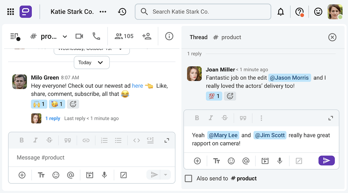Celebrate achievements publicly on Pumble, the team communication app