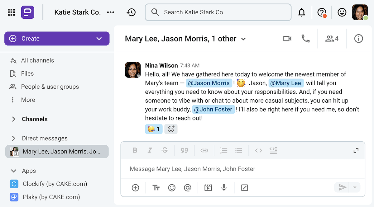 Connect new hires with their managers and work buddies on Pumble, a business messaging app