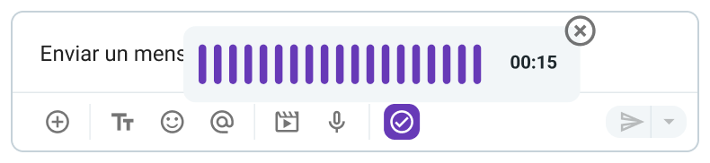 Grabación de un mensaje de audio en Pumble
