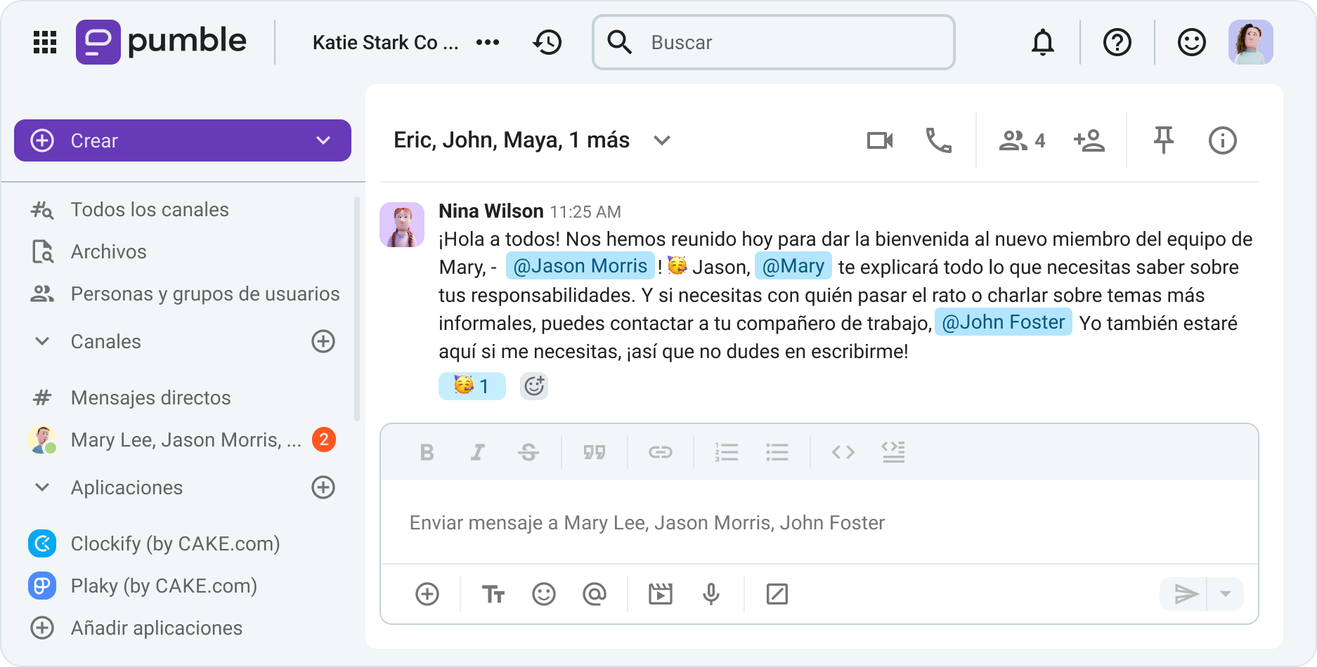 Conecta a nuevos empleados con sus gerentes y compañeros de trabajo en Pumble, una app de mensajería empresarial