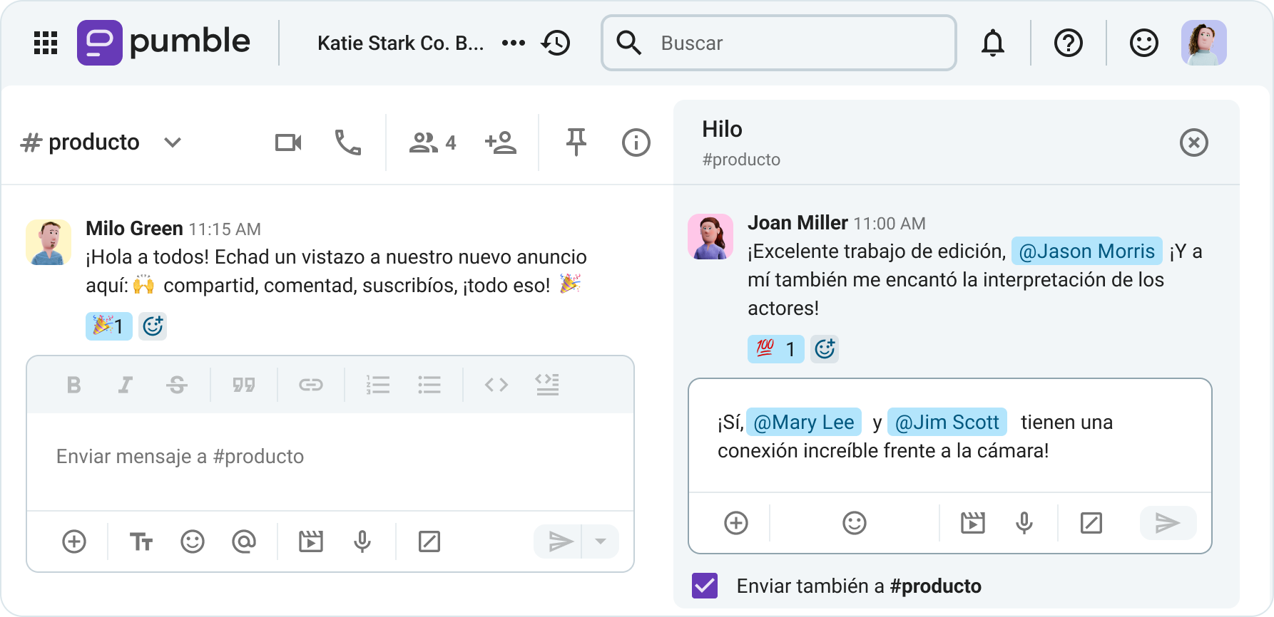 Reconoce los logros públicamente en Pumble, la app de comunicación para equipos