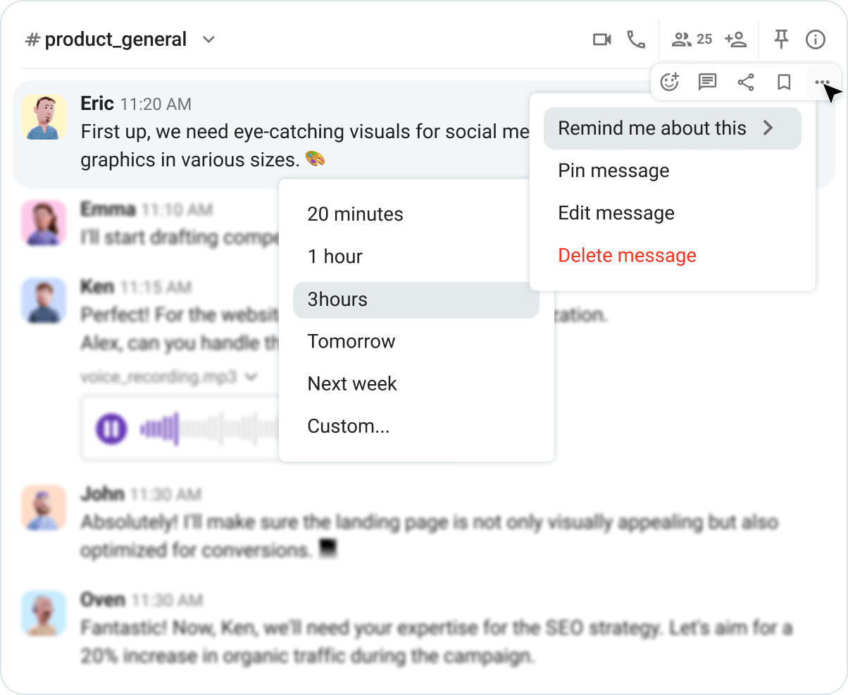 Set reminders to follow up on important messages later
