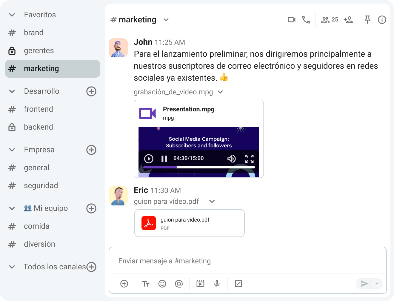 Canales públicos en Pumble