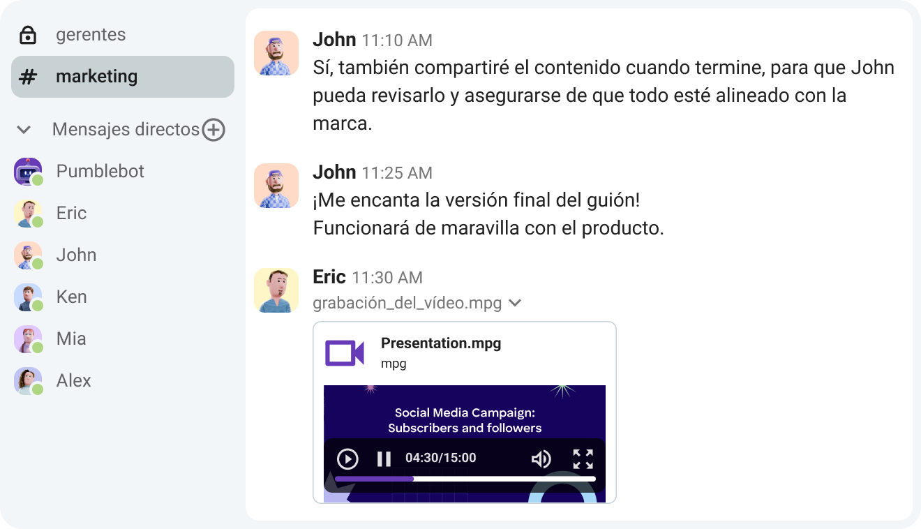 Mejora la comunicación e impulsa la colaboración con los mensajes de vídeo de Pumble