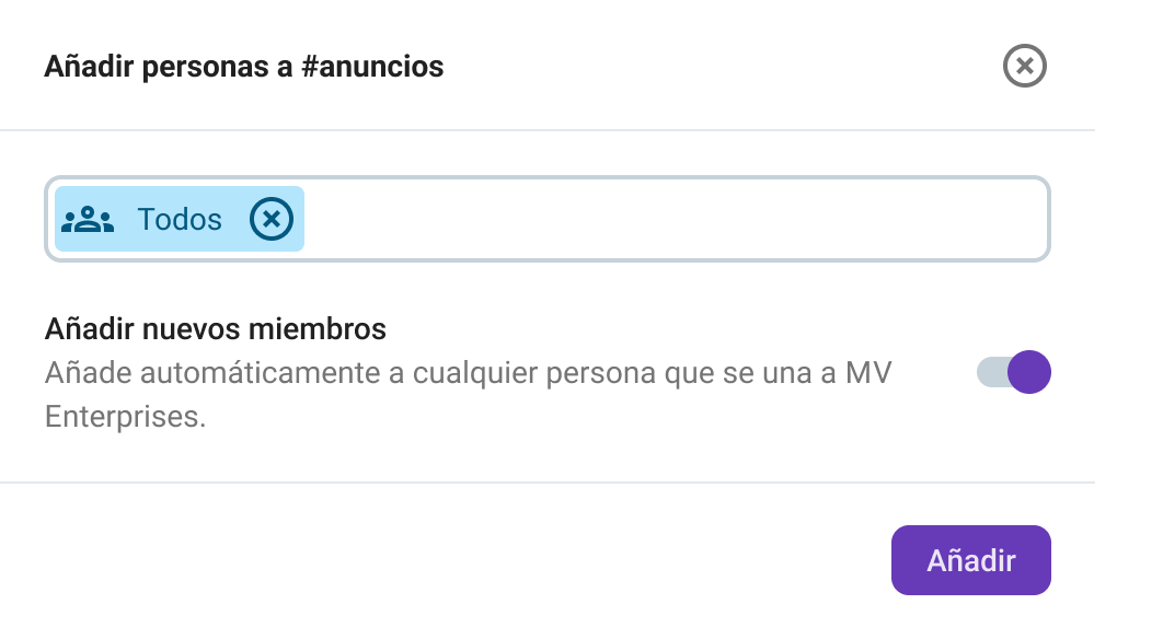 Añade un nuevo canal a los canales predeterminados