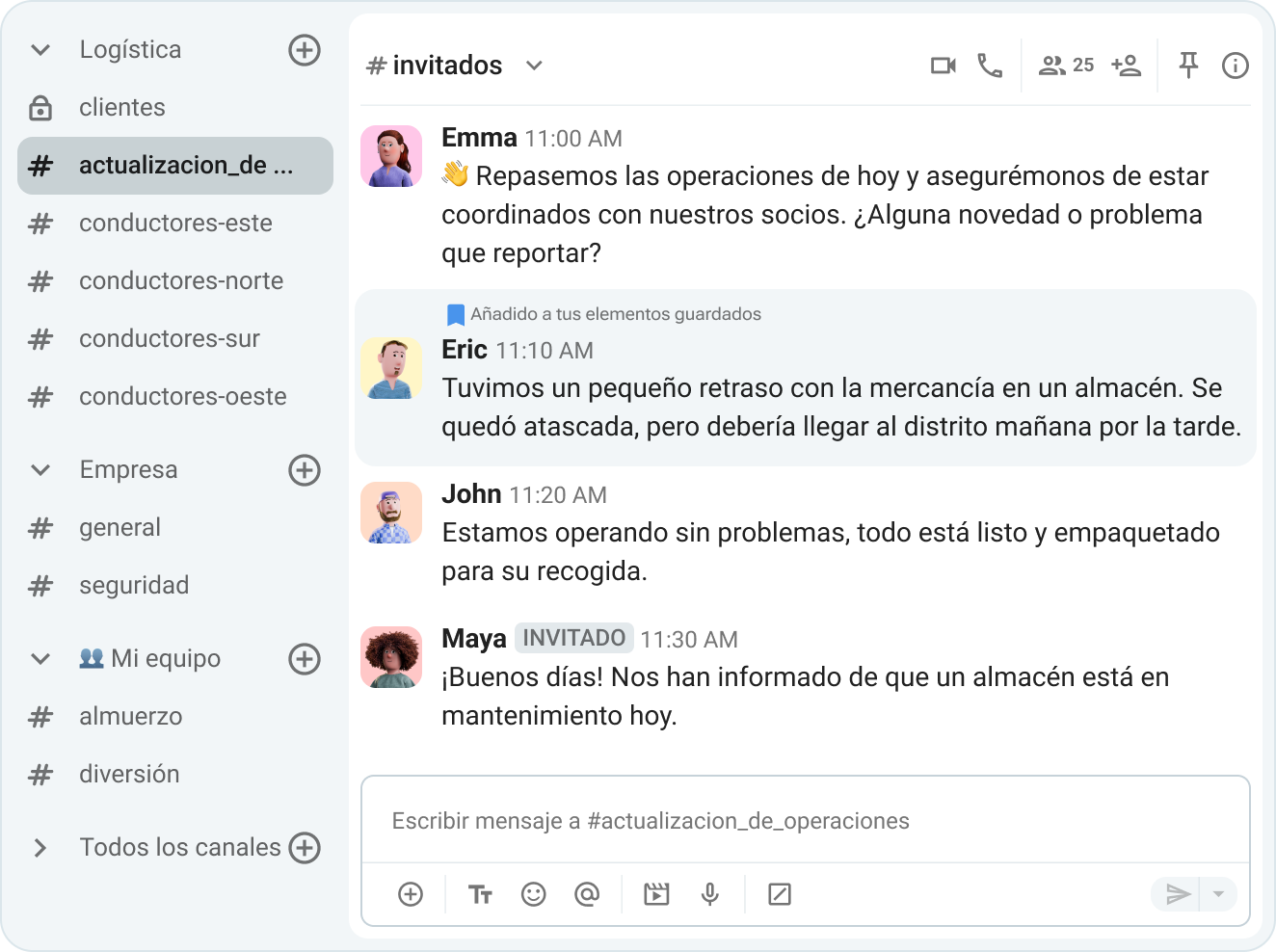 Ancla o guarda un mensaje fácilmente seleccionando la opción del menú desplegable en la esquina superior derecha