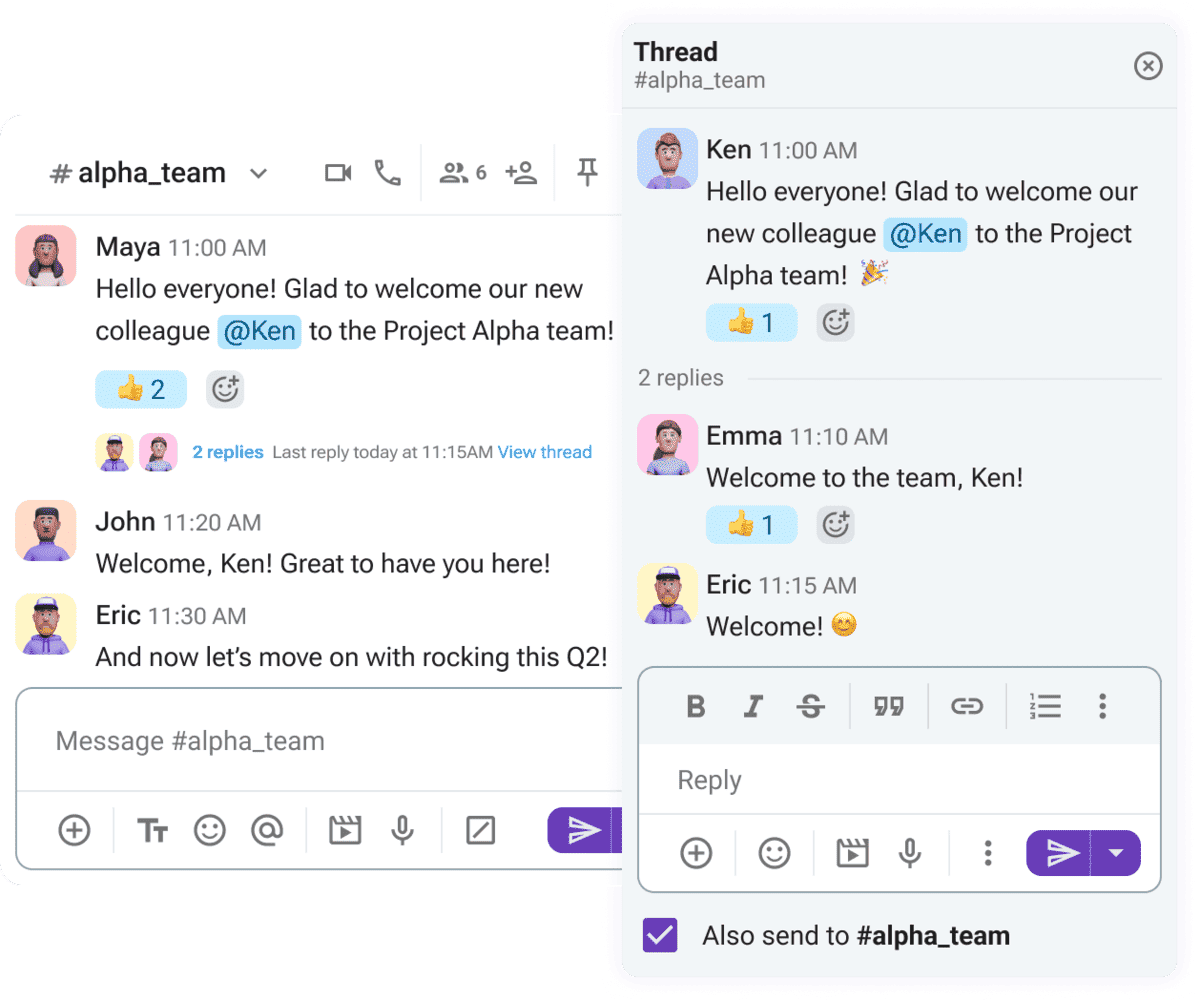 Communicate & collaborate in Pumble threads
