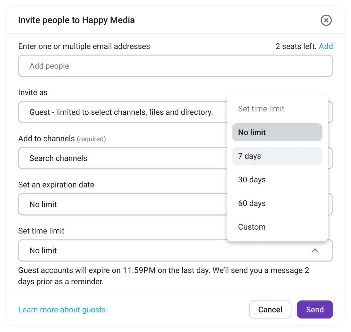 Set up guest access in Pumble