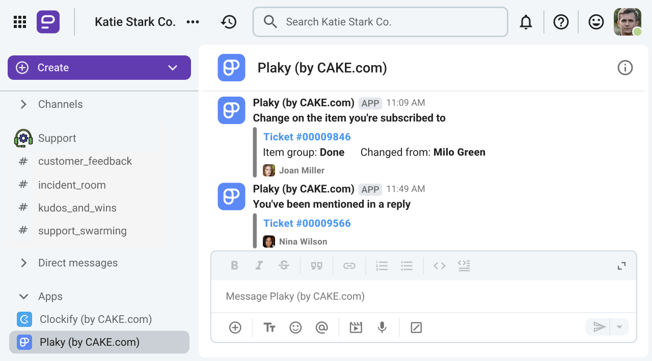 Using the Plaky integration in Pumble for customer support collaboration