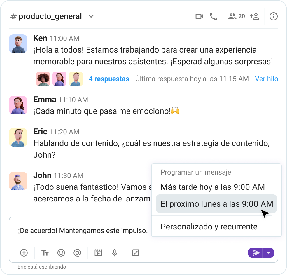 Programar un mensaje en Pumble