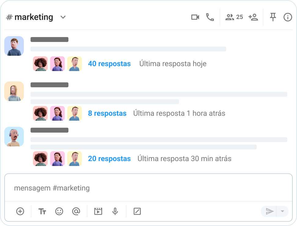 Os tópicos permitem agrupar todas as respostas relacionadas a um assunto.