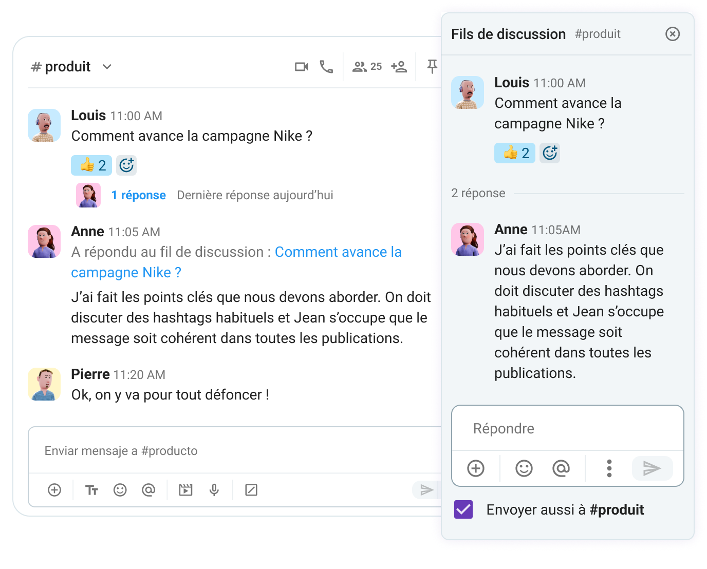 Envoyer également comme message direct