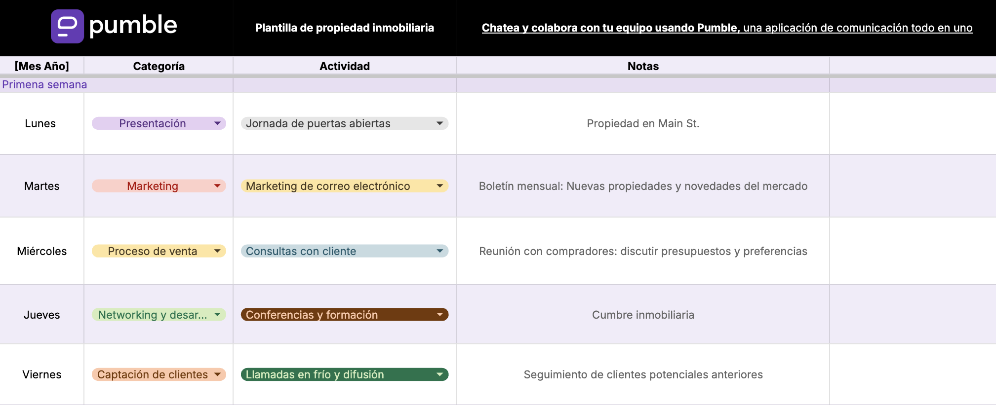 Plantilla de propiedad inmobiliaria en Google Sheets
