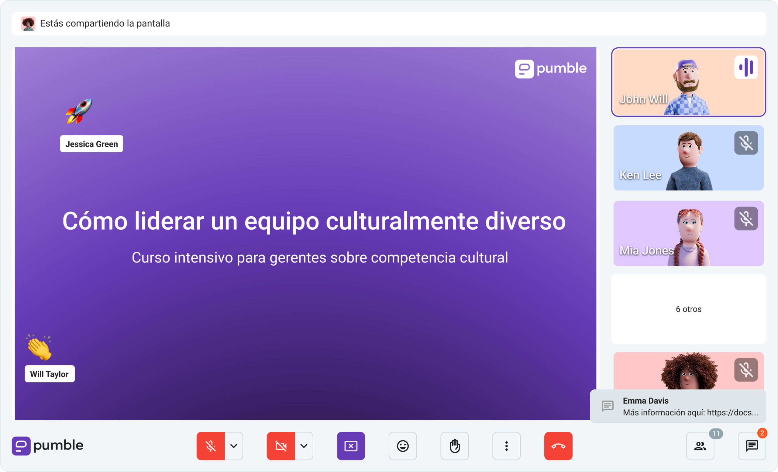 Taller de competencia cultural en Pumble, una app de mensajería empresarial