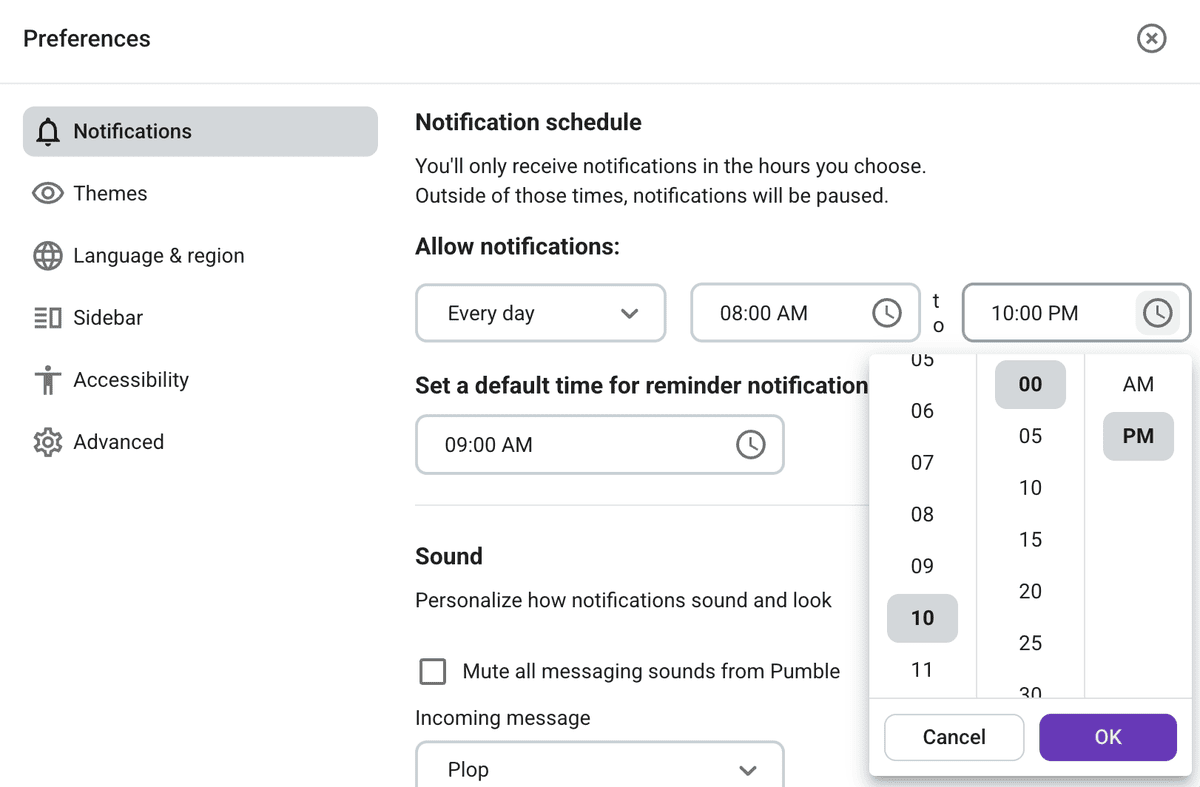 Customize notifications in Pumble, a dev-friendly communication app