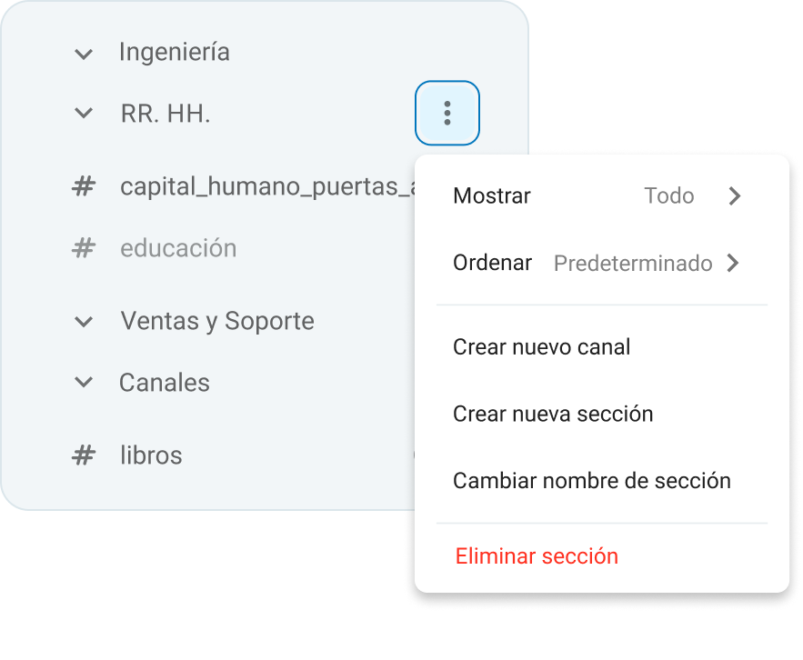 Organiza tu barra lateral de Pumble por equipo 