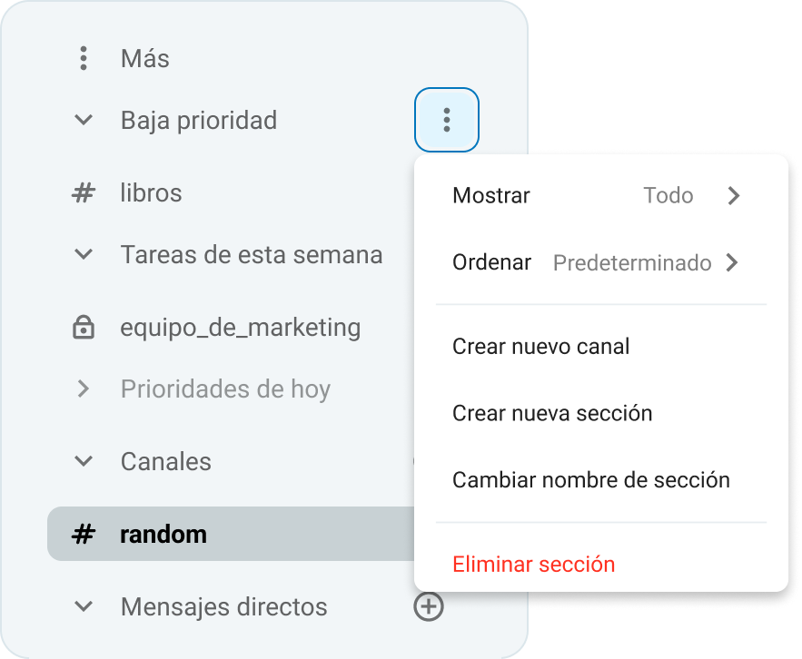 Organiza tu barra lateral de Pumble por prioridad 