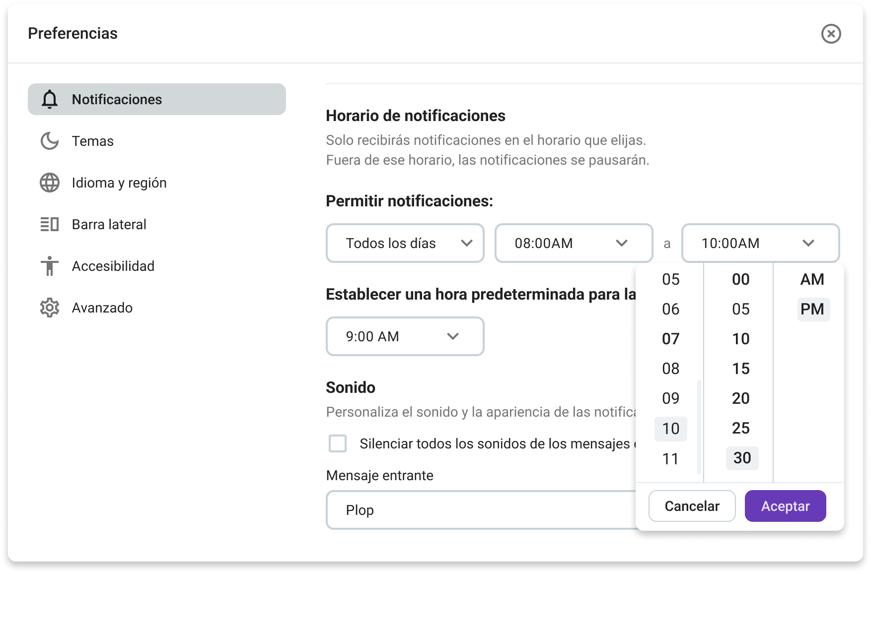 Configura tu horario de notificaciones en Pumble