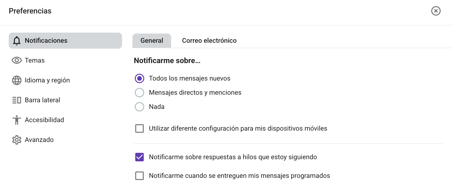 Notificaciones generales en Pumble