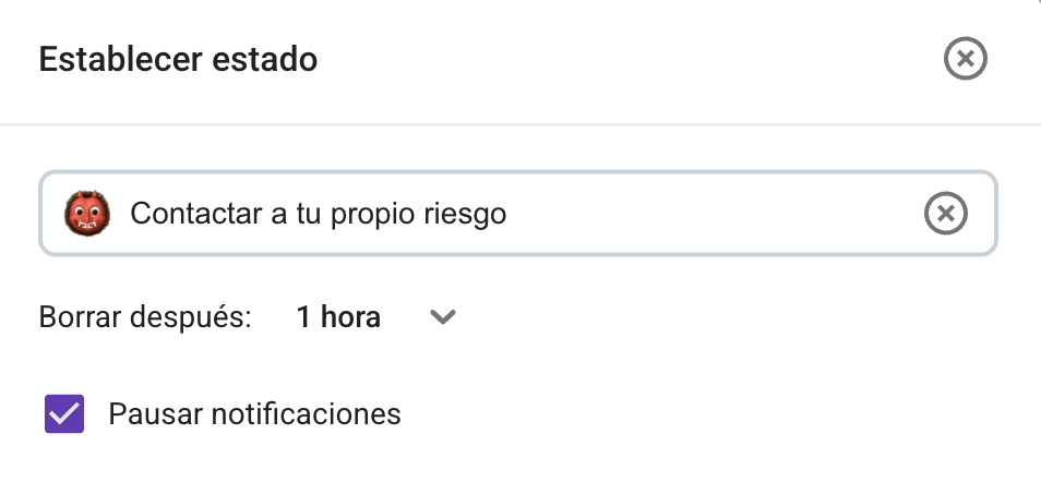 Un estado personalizado en Pumble, la aplicación de comunicación en equipo