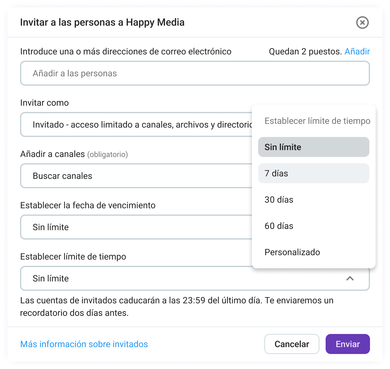 Da a los colaboradores externos un acceso limitado a canales