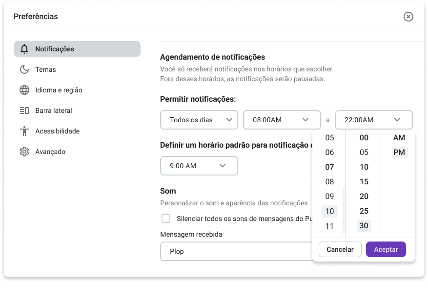 Definindo um lembrete de mensagem no Pumble, o aplicativo de comunicação da equipe