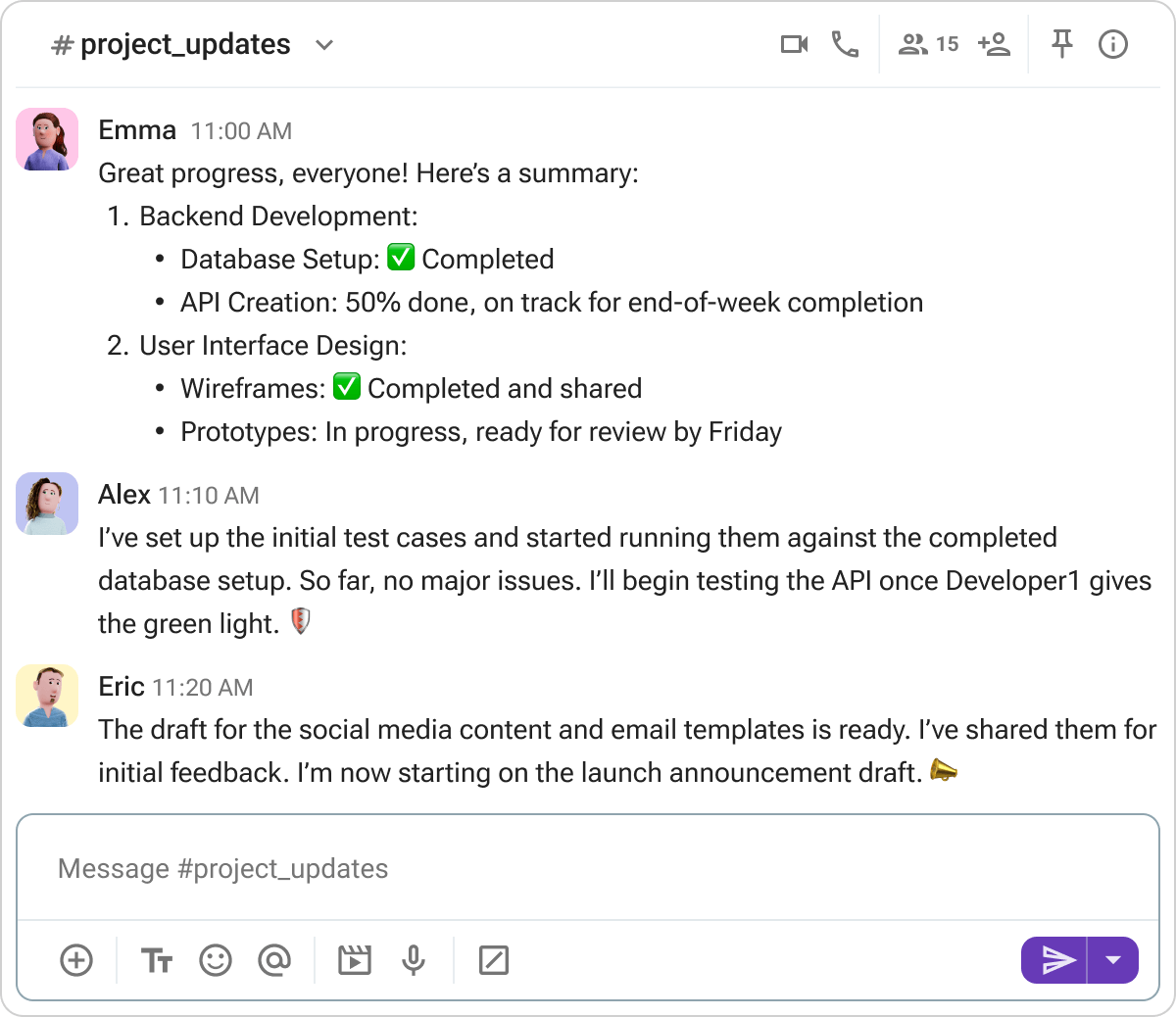Keep everyone on top of project progress with Pumble