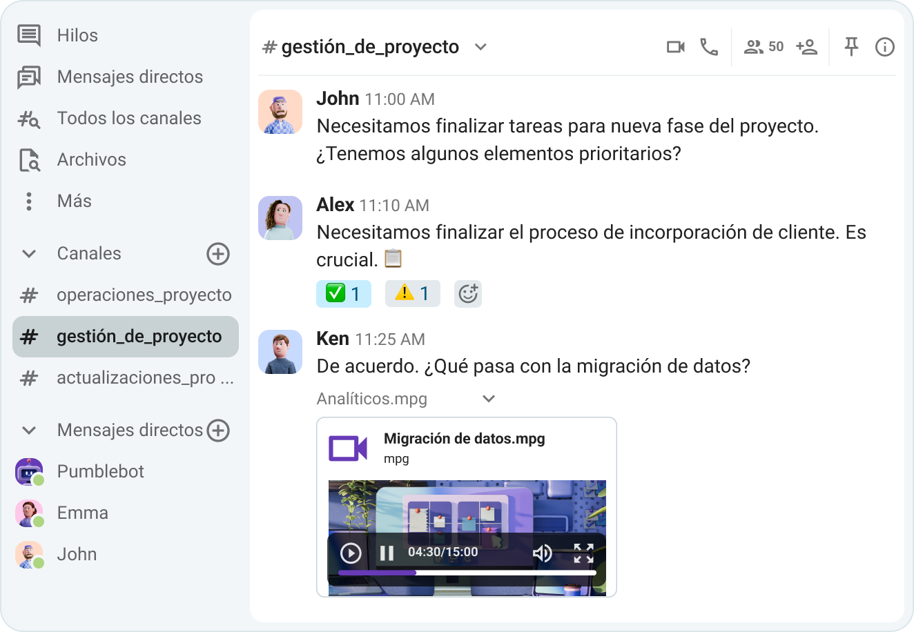 Centraliza las operaciones de proyecto en Pumble