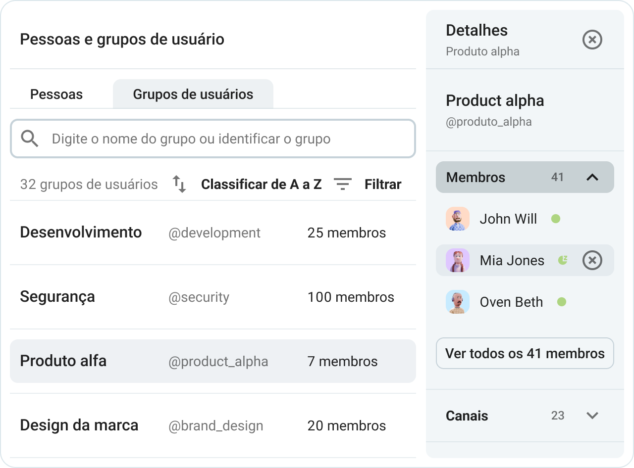 Divide large teams into user groups