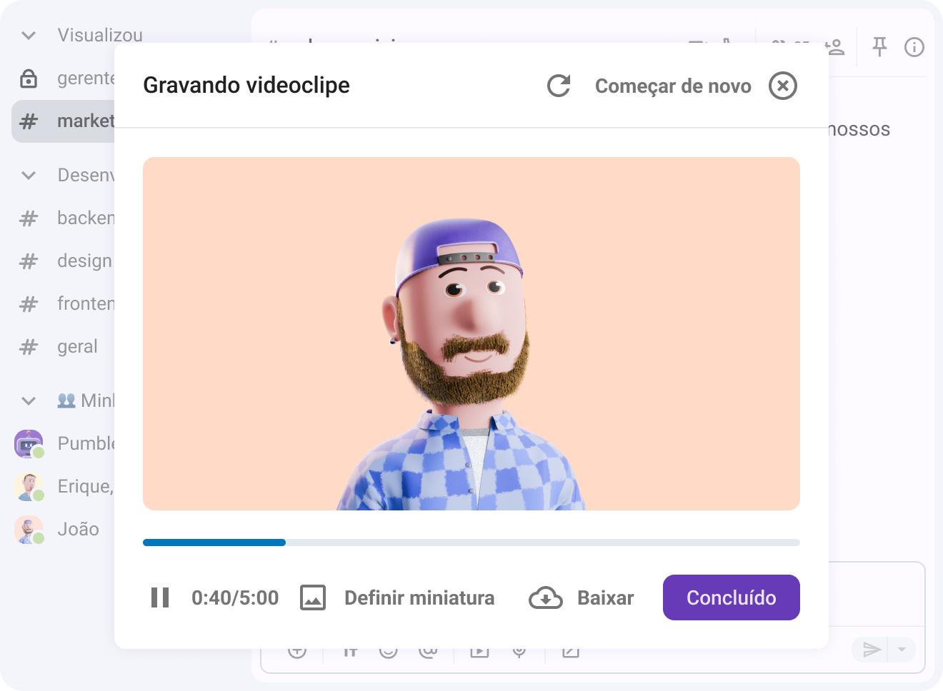 Recording a video message in Pumble and share an effective update with your team 